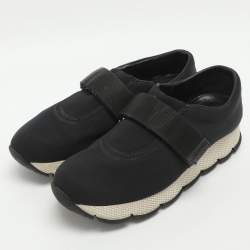 Pre Owned Prada Size 36.5 Black Neoprene Velcro Sneakers