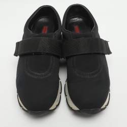 Pre Owned Prada Size 36.5 Black Neoprene Velcro Sneakers