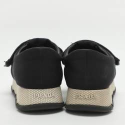 Pre Owned Prada Size 36.5 Black Neoprene Velcro Sneakers