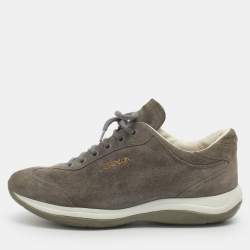 Pre Owned Prada Size 37 Grey Suede Low Top Sneakers
