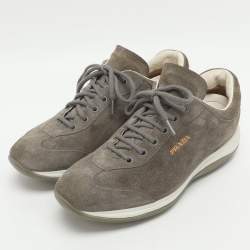 Pre Owned حذاء رياضي برادا منخفظ من أعلى شامواه رمادي مقاس 37