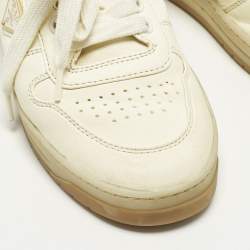 Pre Owned مولز مسطحة من الجلد المدبوغ البيج برادا مقاس 39