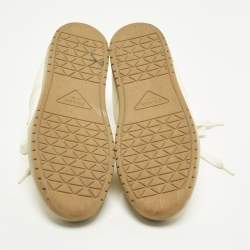 Pre Owned مولز مسطحة من الجلد المدبوغ البيج برادا مقاس 39