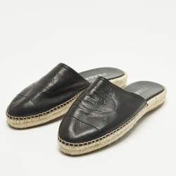 Pre Owned صندل إسبادريل برادا جلد أسود مقاس 40.5