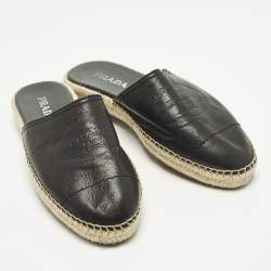 Pre Owned صندل إسبادريل برادا جلد أسود مقاس 40.5