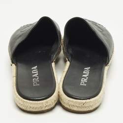 Pre Owned صندل إسبادريل برادا جلد أسود مقاس 40.5