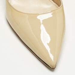 مملوكة مسبقًا حذاء كعب عالي برادا جلد بيج لامع بفيونكة مقاس 37