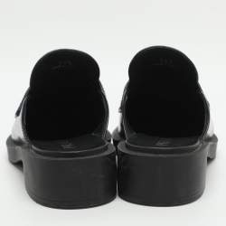 Pre Owned Prada Logo Size 36.5 Black Leather Loafer Mules 