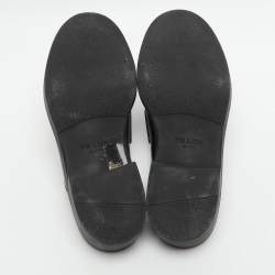 Pre Owned Prada Logo Size 36.5 Black Leather Loafer Mules 