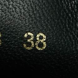 Pre Owned Prada Size 38 Black Leather Wedge Ankle Length Boots