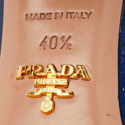 Pre Owned Prada Size 40.5 Navy Blue Patent Leather Crystal Block Heel Pumps