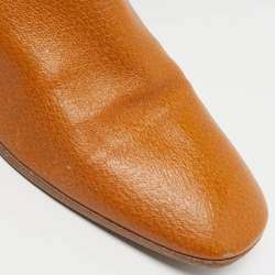 Pre Owned Prada Size 36.5 Brown/Beige Canvas and Leather Knee Length Boots