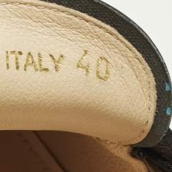 Pre Owned Prada Size 40 Black Patent Leather Block Heel Loafer Pumps