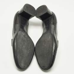 Pre Owned Prada Size 40 Black Patent Leather Block Heel Loafer Pumps