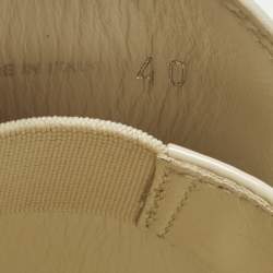 Pre Owned Prada Monolith Size 40 Cream Patent Leather Loafers