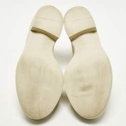 Pre Owned Prada Monolith Size 40 Cream Patent Leather Loafers