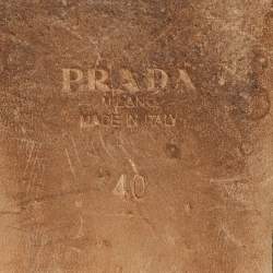 Pre Owned Prada Size 40 Black Leather Crystal Embellished Buckle Detail Flat Mules