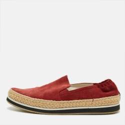 Pre Owned Prada Linea Rossa Size 39.5 Red Suede Espadrille Flats