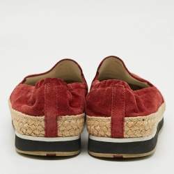 Pre Owned Prada Linea Rossa Size 39.5 Red Suede Espadrille Flats