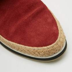 Pre Owned Prada Linea Rossa Size 39.5 Red Suede Espadrille Flats