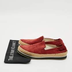 Pre Owned Prada Linea Rossa Size 39.5 Red Suede Espadrille Flats