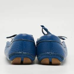 Pre Owned Prada Size 38 Blue Leather Bow Loafers