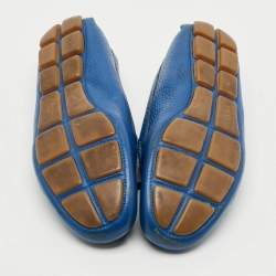 Pre Owned Prada Size 38 Blue Leather Bow Loafers