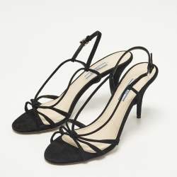 مملوكة مسبقًا صندل سير كاحل بريدا سويدي مموج أسود مقاس 37.5