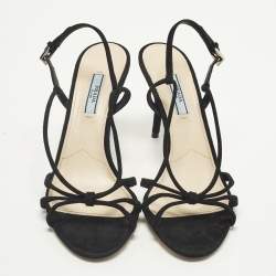 مملوكة مسبقًا صندل سير كاحل بريدا سويدي مموج أسود مقاس 37.5