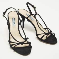 مملوكة مسبقًا صندل سير كاحل بريدا سويدي مموج أسود مقاس 37.5