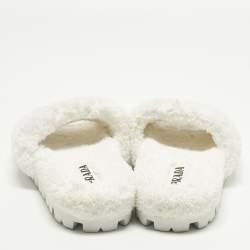 Pre Owned Prada Size 41 White Terry Fabric Flat Sandals