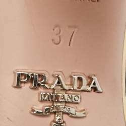 Pre Owned Prada Size 37 Gold Leather Ankle Strap Sandals