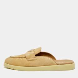 Pre Owned Prada Sabot Size 39 Beige Suede Mules