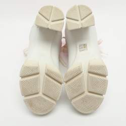 Pre Owned Prada Size 41 White/Pink Leather Neoprene Ankle Length Boots