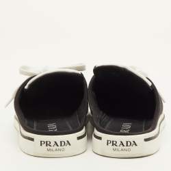 مملوكة مسبقًا حذاء رياضي برادا دانتيل علوي قماش أسود مقدمة مدببة مقاس 39.5