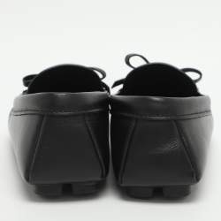 Pre Owned حذاء لوفرز برادا جلد أسود مزين فيونكة مقاس 36