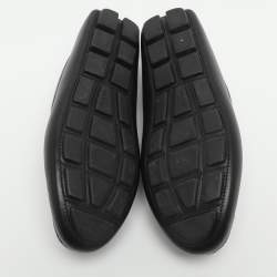 Pre Owned حذاء لوفرز برادا جلد أسود مزين فيونكة مقاس 36