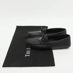 Pre Owned حذاء لوفرز برادا جلد أسود مزين فيونكة مقاس 36