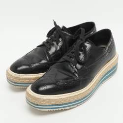 Pre Owned حذاء رياضي برادا جلد أسود ديربي مقاس 39