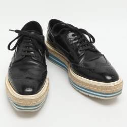 Pre Owned حذاء رياضي برادا جلد أسود ديربي مقاس 39