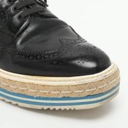 Pre Owned حذاء رياضي برادا جلد أسود ديربي مقاس 39