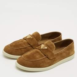 مملوكة مسبقًا حذاء لوفرز برادا شامواه بني مقاس 38