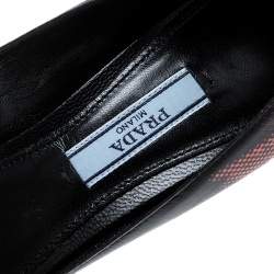 Prada Black Printed Leather Kitten Heels Pumps Size 36.5
