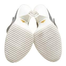 Pre Owned Prada Grey/White Fabric Mary Jane Pumps Size 40.5