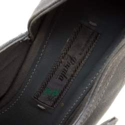 Pre Owned Prada Grey/White Fabric Mary Jane Pumps Size 40.5