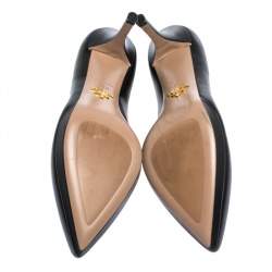Pre Owned Prada Black Leather Pointed Toe Platform Pumps Size 39.5