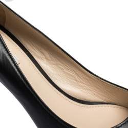 Pre Owned Prada Black Leather Pointed Toe Platform Pumps Size 39.5