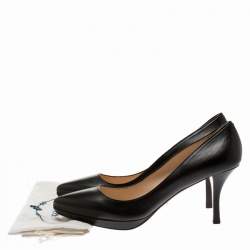 Pre Owned Prada Black Leather Pointed Toe Platform Pumps Size 39.5