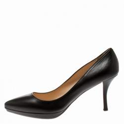 Pre Owned Prada Black Leather Pointed Toe Platform Pumps Size 39.5