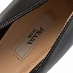 Pre Owned Prada Black Leather Pointed Toe Platform Pumps Size 39.5